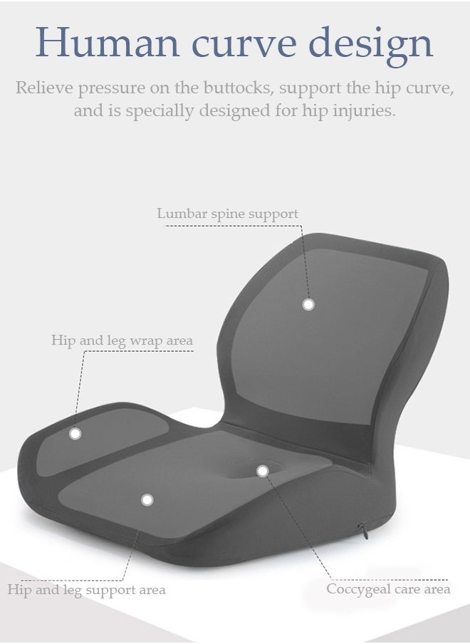 DUNISO - Lumbar Support Seat Cushion Memory Foam Pillow Set Ergonomic Sitting Pad Non-Slip Coccyx Orthopedic Lower Back Pillow with Washable Breathable Cover for Tailbone Pain Sciatica Relief Office Desk Chair - Image 1