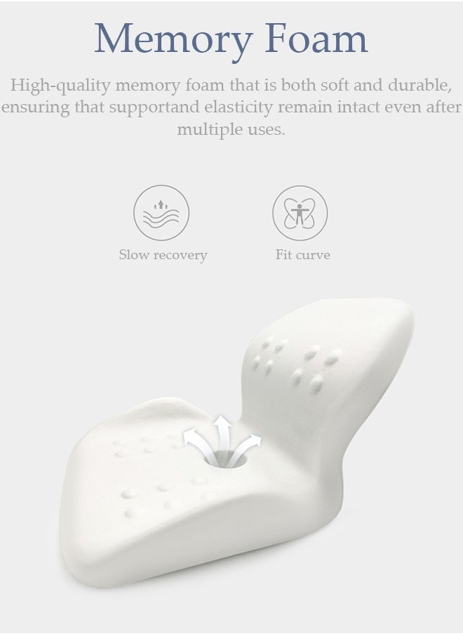 DUNISO - Lumbar Support Seat Cushion Memory Foam Pillow Set Ergonomic Sitting Pad Non-Slip Coccyx Orthopedic Lower Back Pillow with Washable Breathable Cover for Tailbone Pain Sciatica Relief Office Desk Chair - Image 1