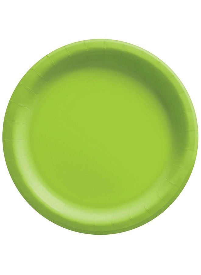 Amscan 640011.53 Kiwi Green Big Party Pack Paper Plates 6 3/4" 50 Ct - Image 1