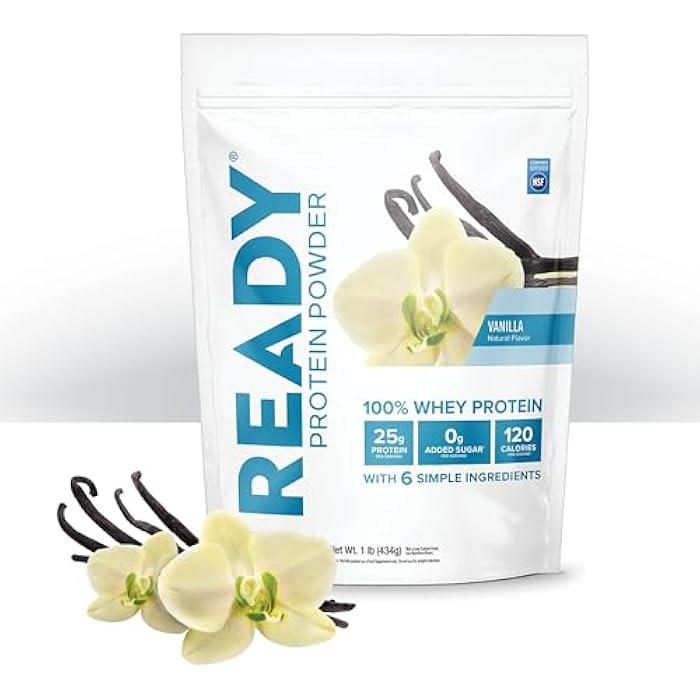 Ready® Protein Powder – 25g Whey Protein, 120 Calories, 0g Added Sugar – 7 Simple Ingredients – No Artificial Additives – Gluten-Free, Clean & Natural – Vanilla (1 Pound Bag) - Image 2