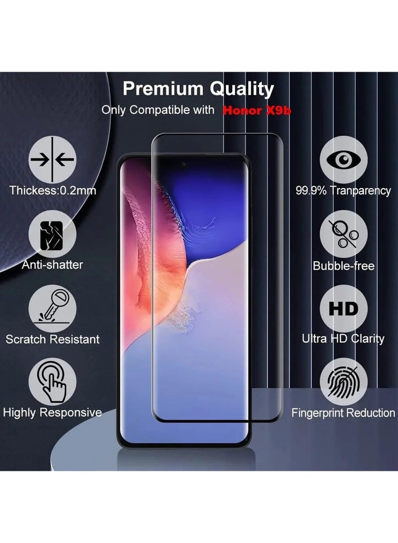 2 PCS Tempered Glass for HONOR X9b 5g Screen Protector, Comfortable Touch Feeling,Easy Install, High Responsive Anti-scratch Anti-drop Anti-fingerprint Phone Display Cover Accessory - Image 2