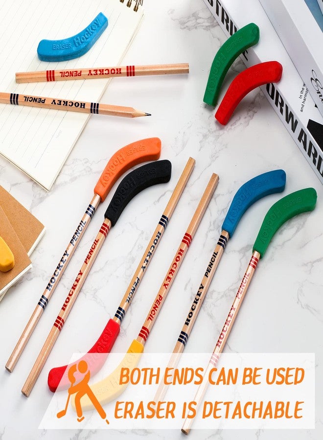 Leelosp 60 Pcs Hockey Pencils with Erasers Multicolor Hockey Stick Pencils Sports Pencil Sports Themed Party Favors for Fans Prize Birthday Party Valentines Exchange Gifts - Image 4