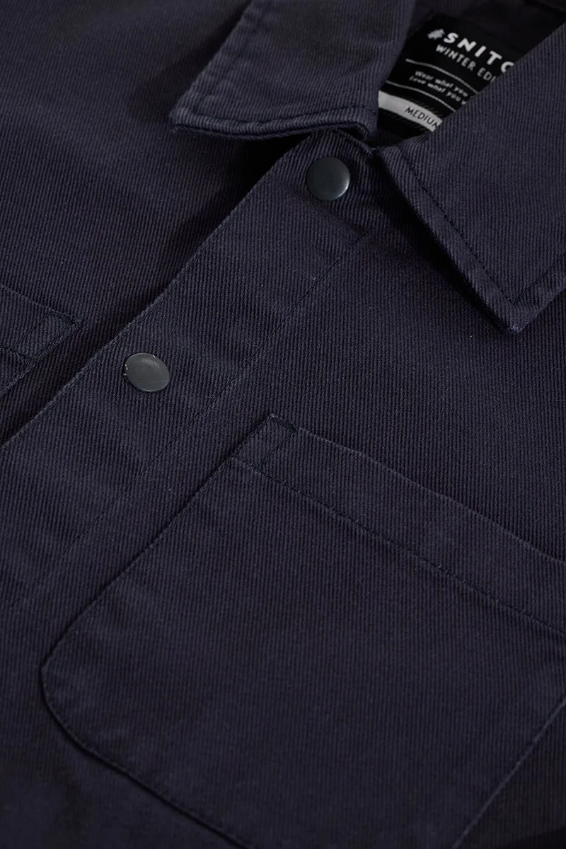 SNITCH Navy Multi Pocket Relaxed Fit Overshirt