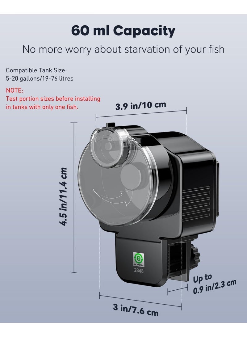 The 60ML Automatic Fish Feeder Is Suitable For Aquariums, And The Automatic Holiday Timer Can Be Adjusted. The Fish Food Dispenser Is Suitable For Pellet Strips, With Two Gear Adjustments And Powered By A No. 5 Battery (Excluding Battery) - Image 3