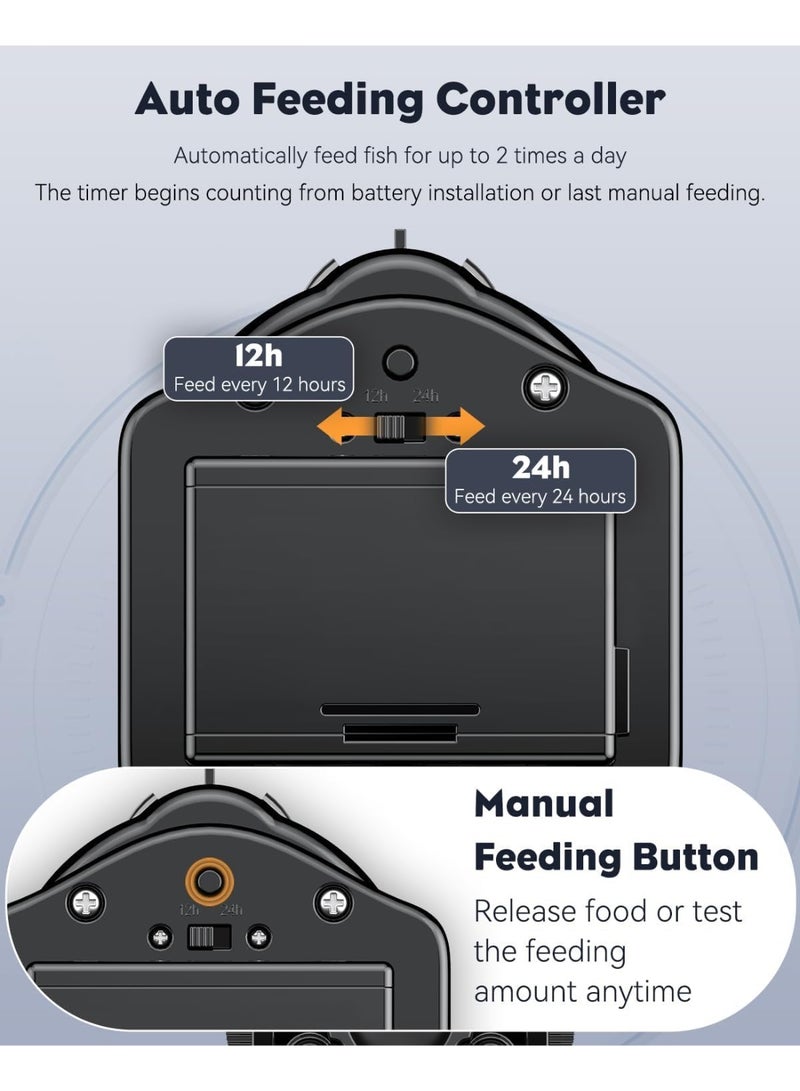 The 60ML Automatic Fish Feeder Is Suitable For Aquariums, And The Automatic Holiday Timer Can Be Adjusted. The Fish Food Dispenser Is Suitable For Pellet Strips, With Two Gear Adjustments And Powered By A No. 5 Battery (Excluding Battery) - Image 5