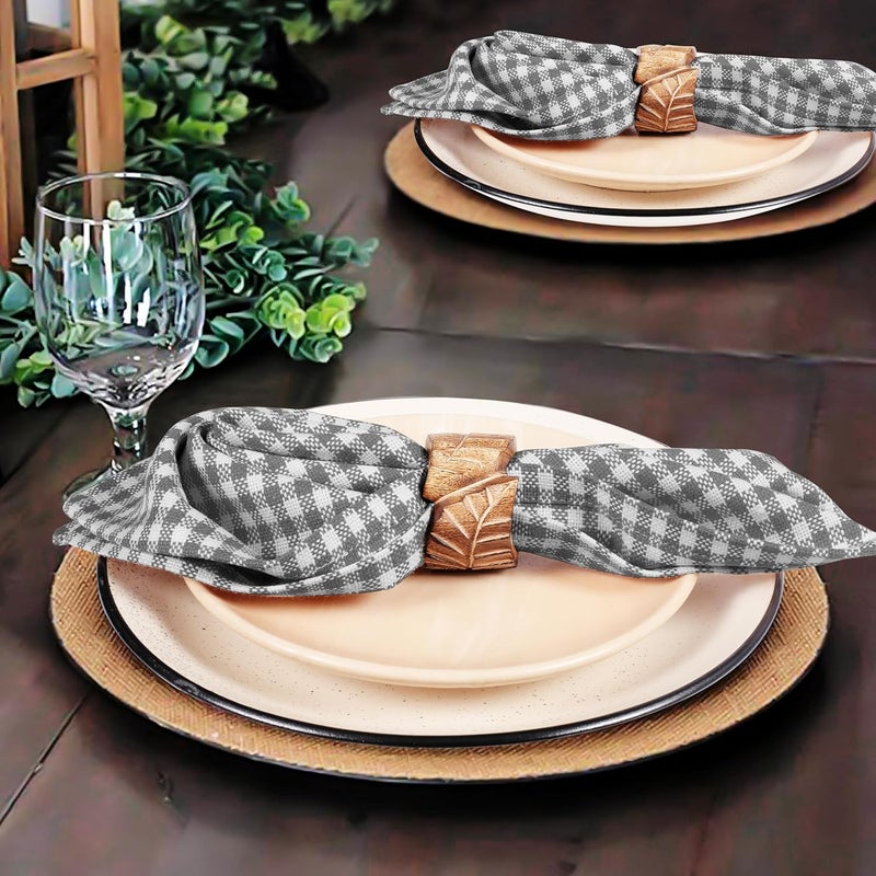 Native Fab Gingham Mini Check Cloth Dinner Napkins  Set of 4100 Cotton  16x16  Soft Absorbent Restaurant Hotel Quality  Easy Care Washable Wedding Everyday Use  Grey - Image 4