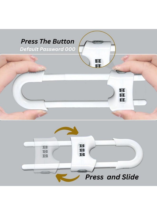 Generic - Premium Child-Proof Safety Bundle: 6 Sets of Adjustable Sliding Cabinet Door Code Locks & 2 Sets Fridge Freezer Lock Latch - Secure, Easy Install, No Damage, 1000 Combinations - Image 1