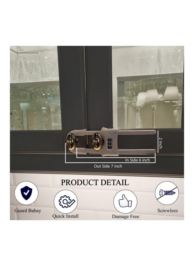 Generic - Premium Child-Proof Safety Bundle: 6 Sets of Adjustable Sliding Cabinet Door Code Locks & 2 Sets Fridge Freezer Lock Latch - Secure, Easy Install, No Damage, 1000 Combinations - Image 1