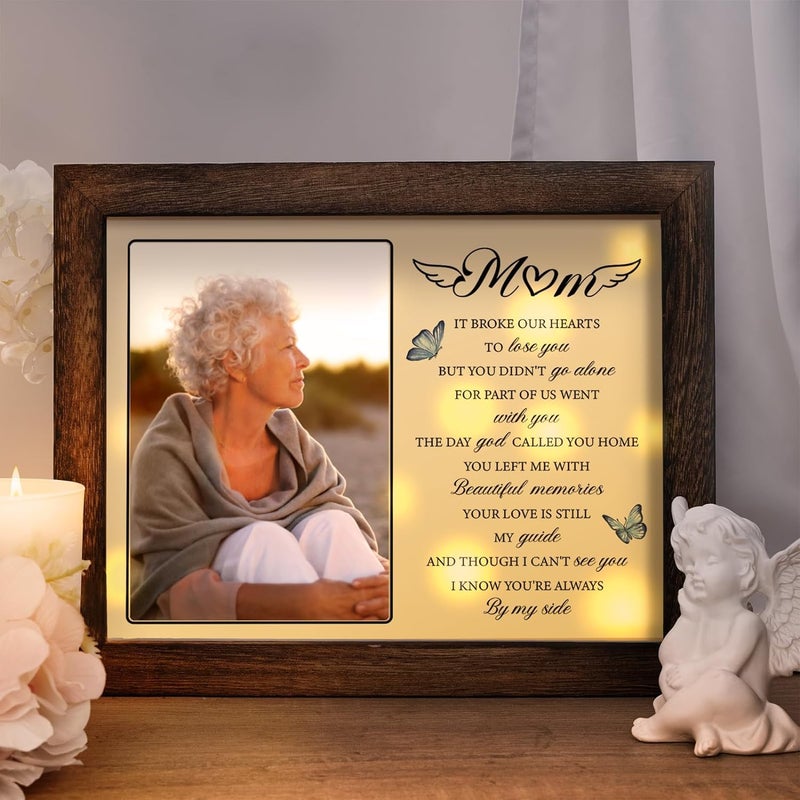 Buioata Sympathy Gifts for Loss of Mom,Memorial LED Shadow Box,Memorial Gifts for Loss of Mom,Loss of a Mother Sympathy Gifts,Mom Picture Frame Fits 4x6 in Photo - Image 1