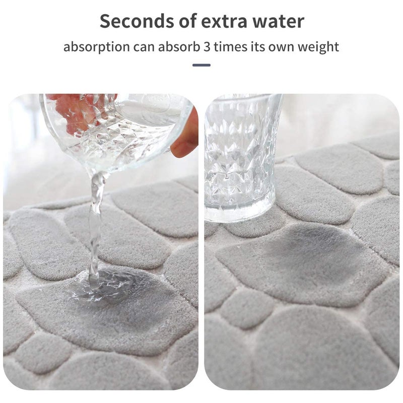 RIDHMIN Foam Bath Mat Cobblestone Bathroom Rugs Super Water Absorbent Bath Mats for Bathroom Machine Washable Bath RugsLight Gray - Image 3