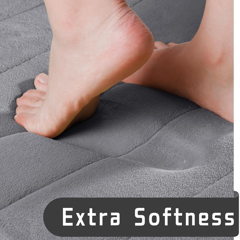 RIDHMIN Foam Bath Mat Cobblestone Bathroom Rugs Super Water Absorbent Bath Mats for Bathroom Machine Washable Bath RugsLight Gray - Image 4