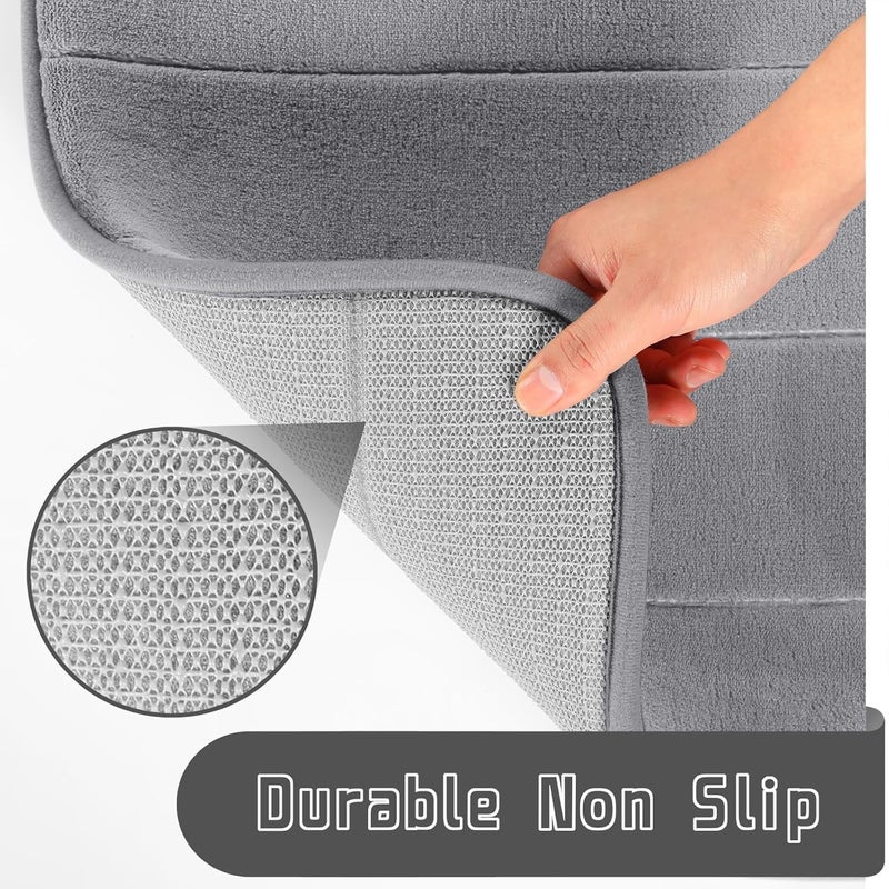 RIDHMIN Foam Bath Mat Cobblestone Bathroom Rugs Super Water Absorbent Bath Mats for Bathroom Machine Washable Bath RugsLight Gray - Image 5
