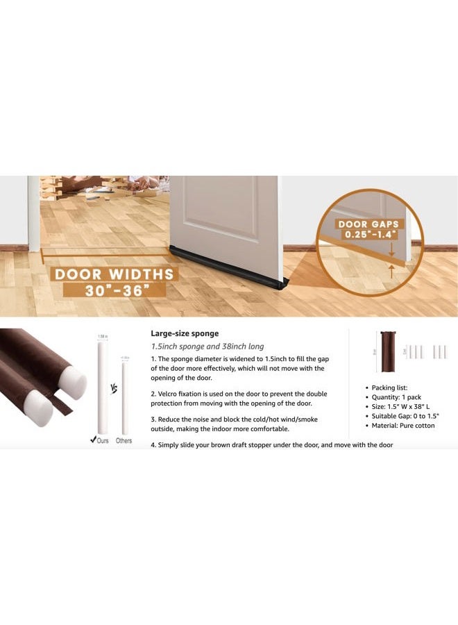 Muove Door Draft Stopper, Size 30" to 36" Under Door Draft Blocker Air Door Guard Door Sound Blocker Door Sweep, Energy Saving - Image 2