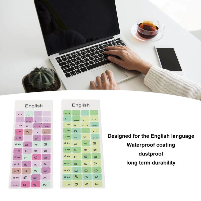 ملصقات لوحة المفاتيح باللغة الإنجليزية، مادة PVC، طلاء أغطية المفاتيح، تصميم مقاوم للتآكل، لأجهزة الكمبيوتر المحمولة من 10 إلى 17 بوصة. - Image 4