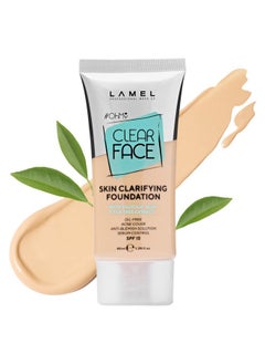 LAMEL LAMEL OhMy Clear Face Full Coverage Foundation - Acne Coverage - Salicylic Acid & Tea Tree Extract - Dewy & Flawless Finish - Sensitive Skin Care - Organic & Oil-Free - 401, 1.35 fl.oz  - Image 1