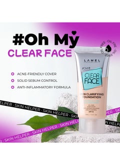 LAMEL LAMEL OhMy Clear Face Full Coverage Foundation - Acne Coverage - Salicylic Acid & Tea Tree Extract - Dewy & Flawless Finish - Sensitive Skin Care - Organic & Oil-Free - 401, 1.35 fl.oz  - Image 2