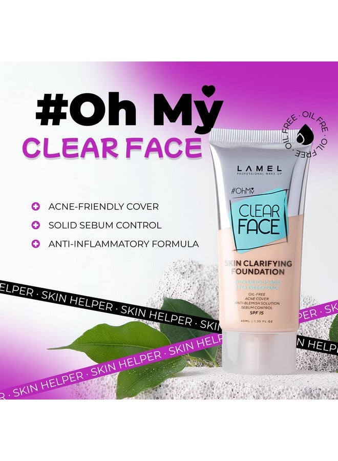 LAMEL LAMEL OhMy Clear Face Full Coverage Foundation - Acne Coverage - Salicylic Acid & Tea Tree Extract - Dewy & Flawless Finish - Sensitive Skin Care - Organic & Oil-Free - 401, 1.35 fl.oz - Image 2