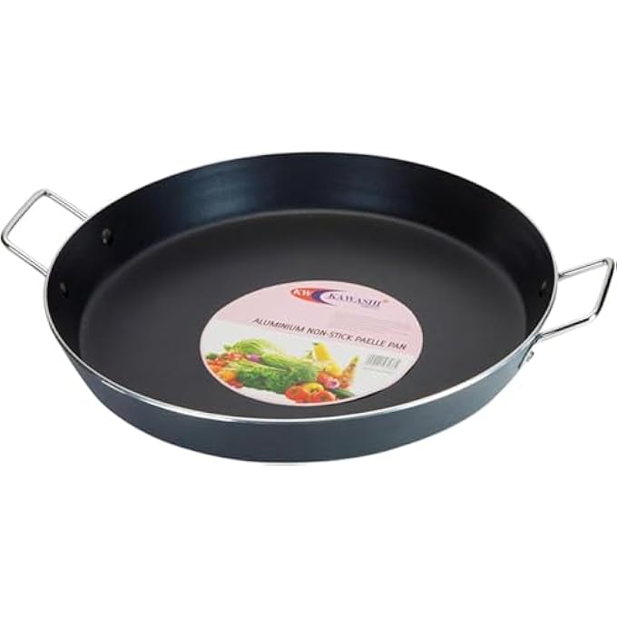 مقلاة الباييلا المصنوعة من الألومنيوم مقاس 30 سم متينة غير لاصقة وتوزيع متساوي للحرارة مثالية للباييلا الأصلية حجم كبير للوجبات العائلية والتجمعات 6 قطع - Image 1