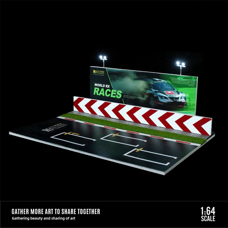 إسكدنيا 1:64 Scale Alloy Car Model Display with Lights for Collectors 1:64 RALLYCROSS Racing Car Parking Lights Scene