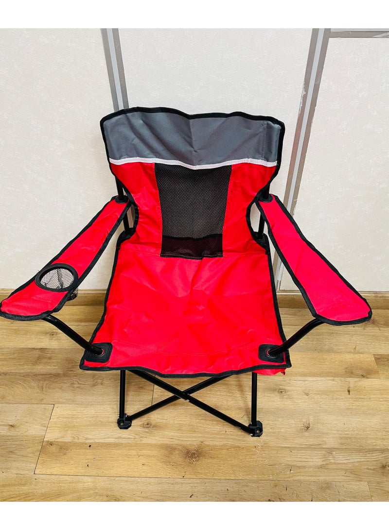 راكسوم كرسي تخييم قابل للطي ومتين مع حامل أكواب - إطار فولاذي قوي، أقدام مضادة للانزلاق من البولي إيثيلين، ظهر شبكي قابل للتهوية، قماش أكسفورد 600D - مثالي للاستخدام في الهواء الطلق والشاطئ والصيد والحديقة (أحمر) - Image 2