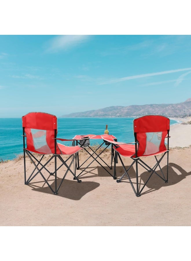 راكسوم كرسي تخييم قابل للطي ومتين مع حامل أكواب - إطار فولاذي قوي، أقدام مضادة للانزلاق من البولي إيثيلين، ظهر شبكي قابل للتهوية، قماش أكسفورد 600D - مثالي للاستخدام في الهواء الطلق والشاطئ والصيد والحديقة (أحمر) - Image 4