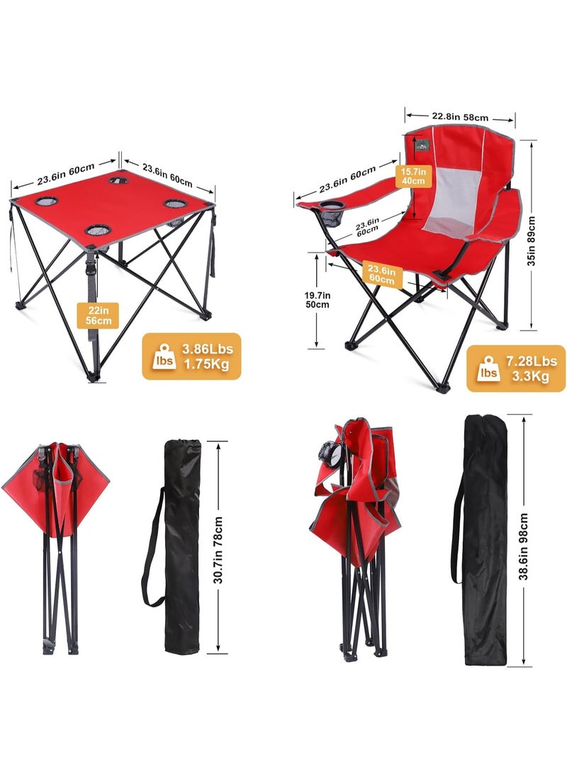 راكسوم كرسي تخييم قابل للطي ومتين مع حامل أكواب - إطار فولاذي قوي، أقدام مضادة للانزلاق من البولي إيثيلين، ظهر شبكي قابل للتهوية، قماش أكسفورد 600D - مثالي للاستخدام في الهواء الطلق والشاطئ والصيد والحديقة (أحمر) - Image 3