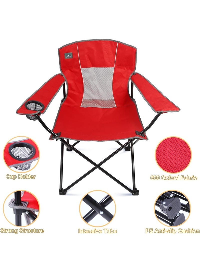 راكسوم كرسي تخييم قابل للطي ومتين مع حامل أكواب - إطار فولاذي قوي، أقدام مضادة للانزلاق من البولي إيثيلين، ظهر شبكي قابل للتهوية، قماش أكسفورد 600D - مثالي للاستخدام في الهواء الطلق والشاطئ والصيد والحديقة (أحمر) - Image 5