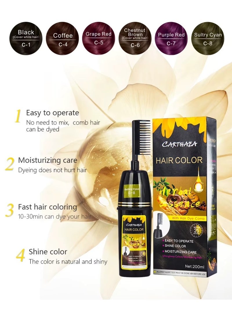 Carthaea 200ml Chestnut Brown Hair Dye Color with Comb Hair Dye Comb with Herbal Essence 15 to 25 Min Easy Hair Coloring Shampoo Moisturizing Shining Ultra Glossy Color Cream Hair Dyeing Color Cream - Image 2