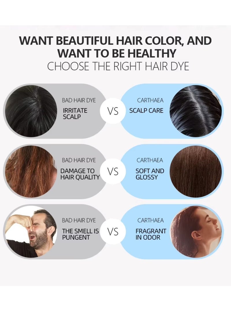 Carthaea 200ml Chestnut Brown Hair Dye Color with Comb Hair Dye Comb with Herbal Essence 15 to 25 Min Easy Hair Coloring Shampoo Moisturizing Shining Ultra Glossy Color Cream Hair Dyeing Color Cream - Image 4