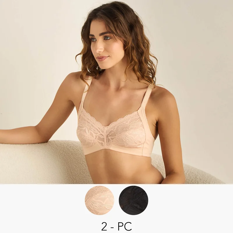 Splash FAV Set of 2 - Lace Non-Wired Bra with Hook and Eye Closure