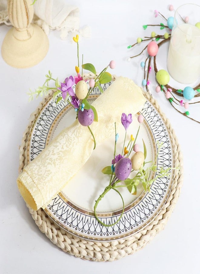 BASEMMAHER Easter Eggs Napkin Ring Set of 4, Spring Colorful Foam Eggs Floral Napkin Ring Holder Farmhouse Table Decoration for Easter Family Dining Banquet Wedding Holiday Table Decor - Image 3