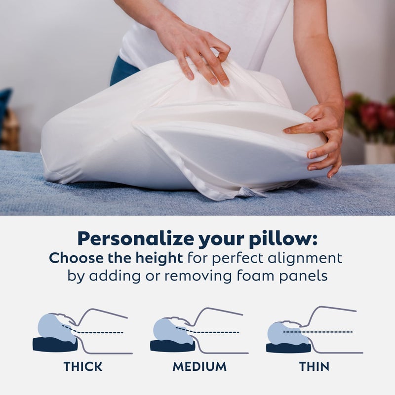 PureComfort â€“ Side Sleeping Pillow | Height Adjustable | Ear Pain Relief | CPAP Pillow | Wrinkle Prevention | TMJ | Advanced Memory Foam with Soft Cover (Soft) - Image 4