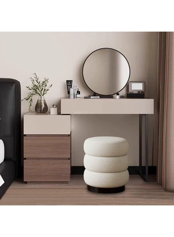 AWD Modern Vanity Dressing Table Set with Mirror and Stool, 80 cm, Brown and Beige, 4-Drawer Storage, Women's Makeup Desk Minimalist Design for Small Bedrooms. - Image 1