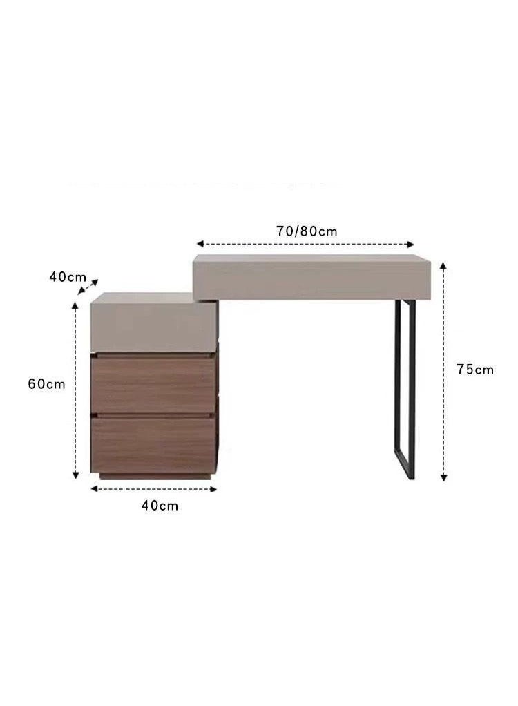 AWD Modern Vanity Dressing Table Set with Mirror and Stool, 80 cm, Brown and Beige, 4-Drawer Storage, Women's Makeup Desk Minimalist Design for Small Bedrooms. - Image 2