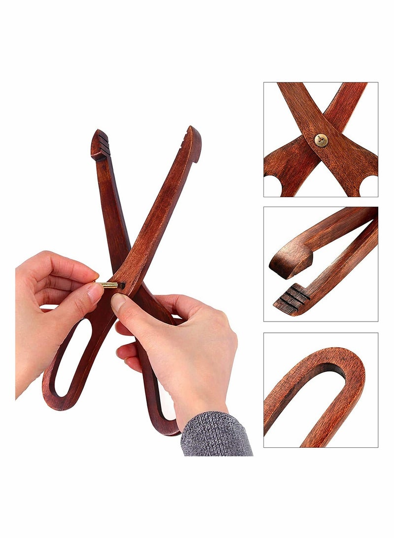 Excefore 2 Packs Toaster Tongs Reusable Wood Cooking Tongs Scissor Wooden Kitchen Toast Barbecue Tongs BBQ Clip Buffet Food Tongs for Tea Bread Fruits Pickle Cooking Steak Kitchen Clamp Utensils Tools - Image 5