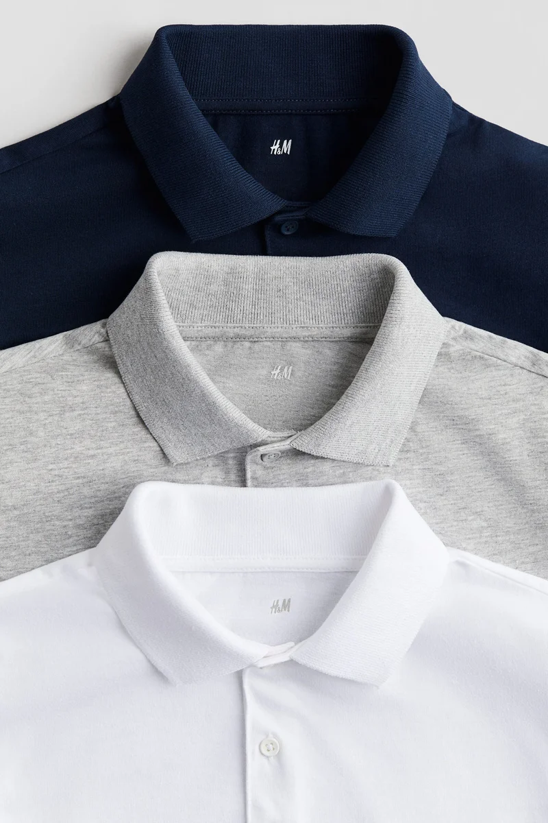 H&M 3-pack cotton polo shirts