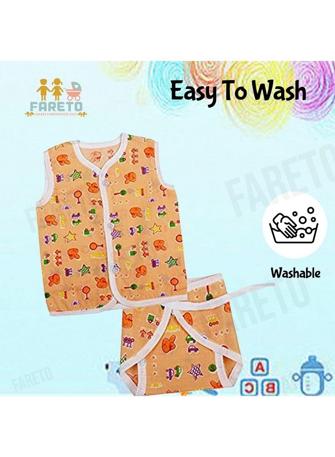 FARETO طقم حفاضات جابلا للجنسين حديثي الولادة مع طبقة واحدة من الحفاضات القماشية المتطابقة مع مجموعة صدرية مع رباط على الطراز الهندي من 8 قطع (8 جابلا و8 حفاضات) (مقاس 06 أشهر L12 بوصة B10 بوصة) - Image 5