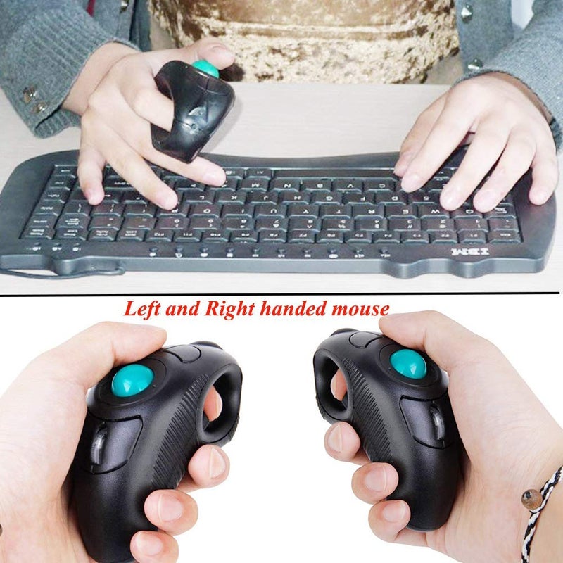 EIGIIS 2.4G Ergonomic Trackball Handheld Finger USB Mouse Wireless Optical Travel DPI Mice for PC Laptop Mac Left and Right Handed - Image 3