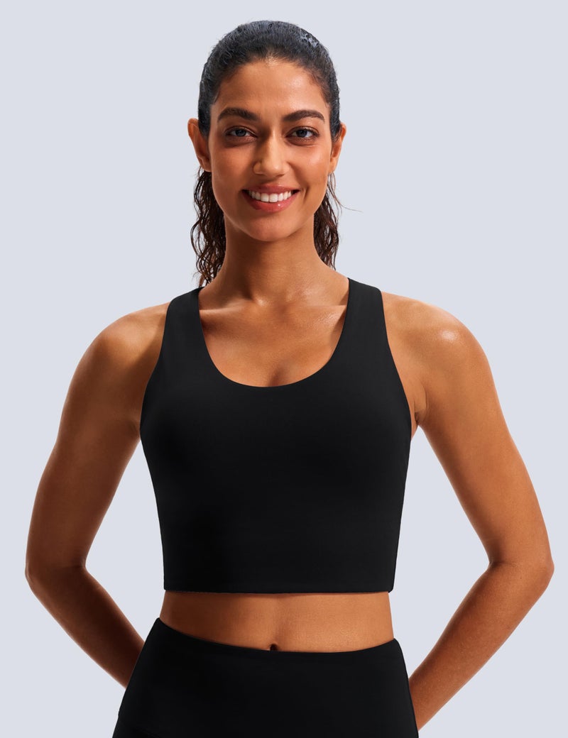 JOYSPELS Sports Bras for Women Extra Comfort Criss-Cross Back Padded Workout Tops for Women Medium Support Black - Image 2