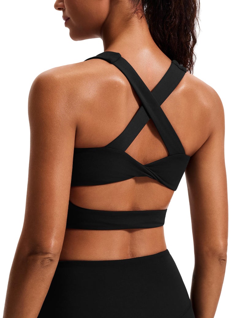JOYSPELS Sports Bras for Women Extra Comfort Criss-Cross Back Padded Workout Tops for Women Medium Support Black - Image 1
