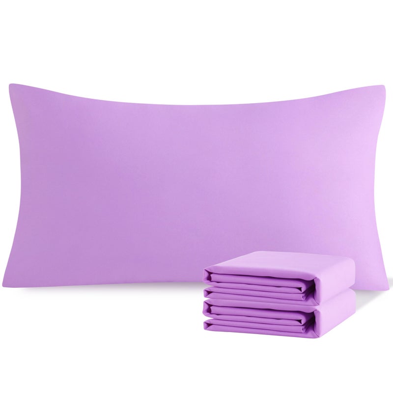 NTBAY King Pillowcase Set - 2 Pack Brushed Microfiber 20x40 Pillowcases - Soft  Wrinkle-Free  Fade-Resistant  Stain-Resistant  Light Purple Pillowcases with Envelope Closure - 20x40 Inches - Image 1