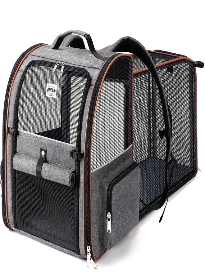 Lekebobor Cat Backpack Carrier Expandable Large Dog Carrier Backpack for Small Dogs Medium Cats Fit Up to 18 Lbs, Dog Backpack Carrier, Foldable Puppy Backpack Carrier for Travel, Hiking, Grey - Image 1