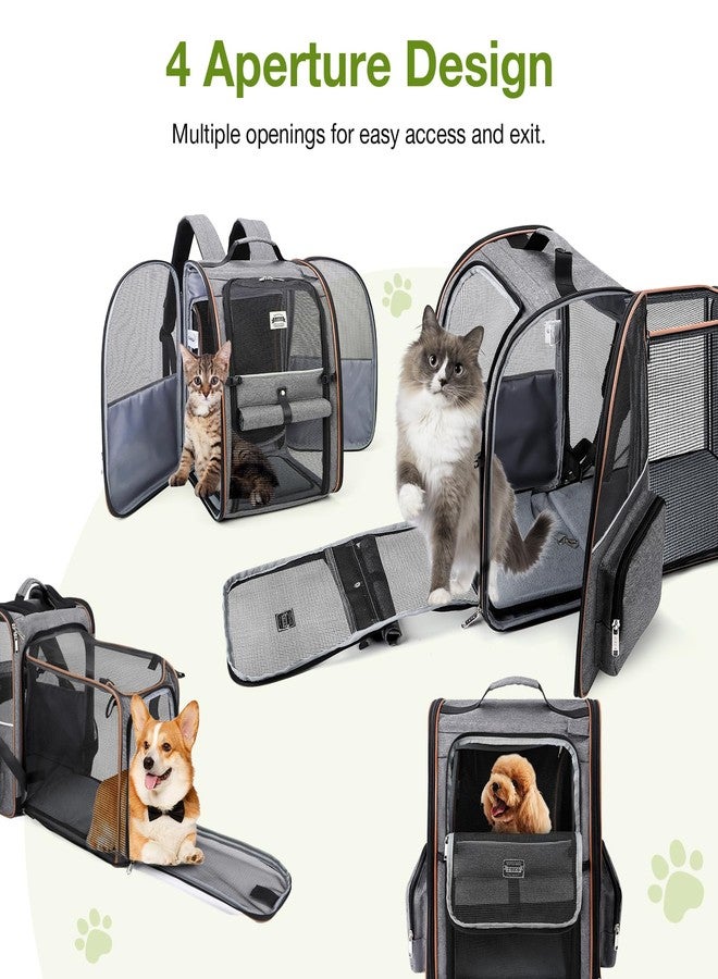 Lekebobor Cat Backpack Carrier Expandable Large Dog Carrier Backpack for Small Dogs Medium Cats Fit Up to 18 Lbs, Dog Backpack Carrier, Foldable Puppy Backpack Carrier for Travel, Hiking, Grey - Image 5