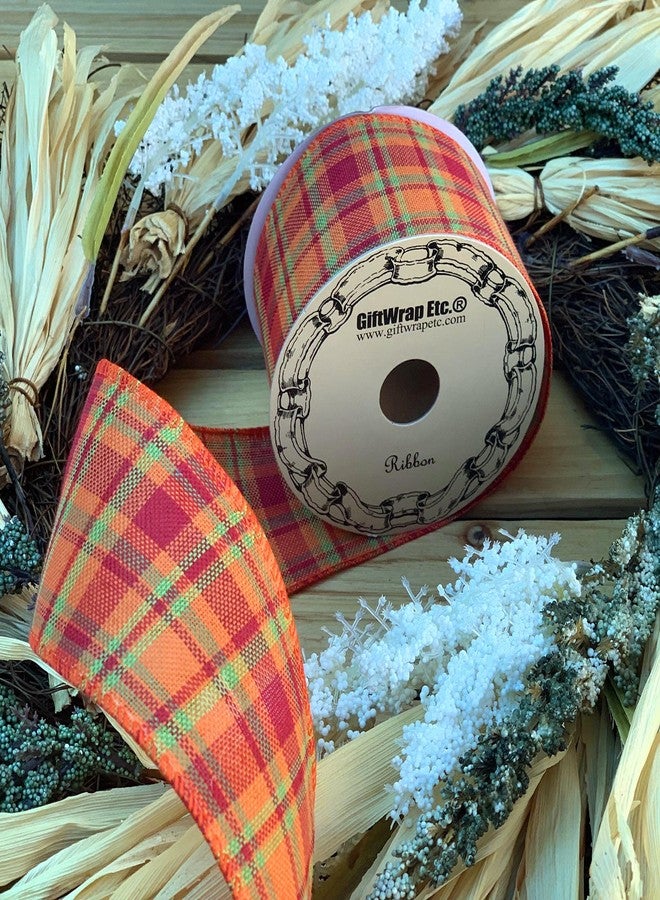 GiftWrap Etc. Fall Cider Plaid Wired Ribbon - 2 1/2" x 10 Yards, Orange, Green, Red, Halloween, Thanksgiving, Fall Plaid, Autumn Decor, Christmas Ribbon, Farmhouse Decor, Garland, Wreath, Bows, Gift Basket, - Image 3