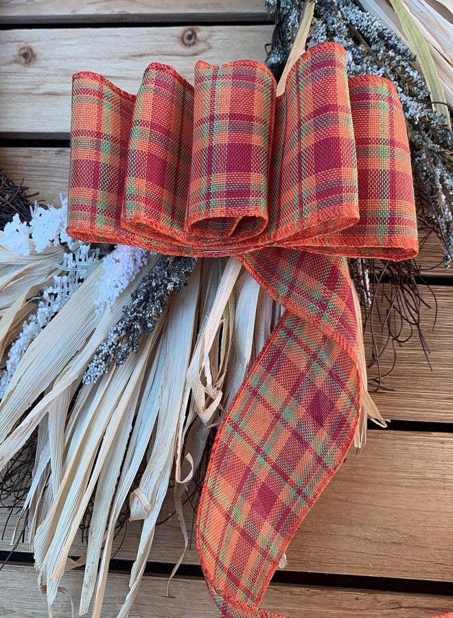 GiftWrap Etc. Fall Cider Plaid Wired Ribbon - 2 1/2" x 10 Yards, Orange, Green, Red, Halloween, Thanksgiving, Fall Plaid, Autumn Decor, Christmas Ribbon, Farmhouse Decor, Garland, Wreath, Bows, Gift Basket, - Image 4