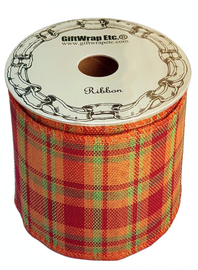 GiftWrap Etc. Fall Cider Plaid Wired Ribbon - 2 1/2" x 10 Yards, Orange, Green, Red, Halloween, Thanksgiving, Fall Plaid, Autumn Decor, Christmas Ribbon, Farmhouse Decor, Garland, Wreath, Bows, Gift Basket, - Image 5