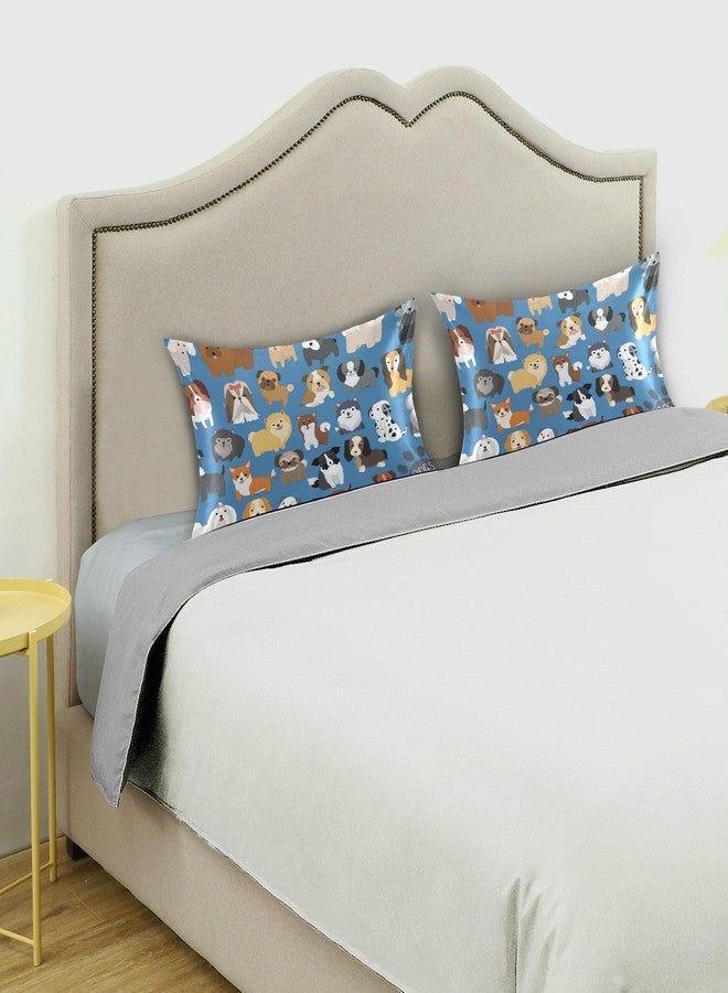 KOPIRIT Cute Dogs Pillow Covers Silk Pillowcase for Hair and Skin Breathable & Silky Soft Satin Pillowcase Standard Size Pillow Case for Bed Bedroom Women Boys Girls (20x26 Inch) - Image 5