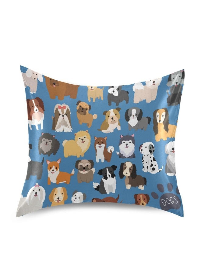 KOPIRIT Cute Dogs Pillow Covers Silk Pillowcase for Hair and Skin Breathable & Silky Soft Satin Pillowcase Standard Size Pillow Case for Bed Bedroom Women Boys Girls (20x26 Inch) - Image 1