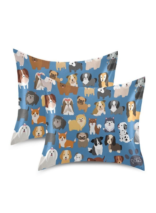 KOPIRIT Cute Dogs Pillow Covers Silk Pillowcase for Hair and Skin Breathable & Silky Soft Satin Pillowcase Standard Size Pillow Case for Bed Bedroom Women Boys Girls (20x26 Inch) - Image 2