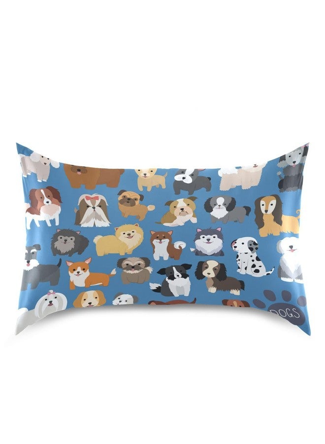 KOPIRIT Cute Dogs Pillow Covers Silk Pillowcase for Hair and Skin Breathable & Silky Soft Satin Pillowcase Standard Size Pillow Case for Bed Bedroom Women Boys Girls (20x26 Inch) - Image 3